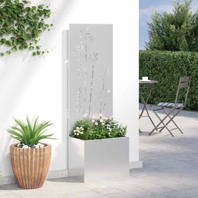 vidaXL Οθόνη Ιδιωτικότητας Κήπου Floral Ασημί 50 x 150 cm