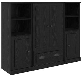 vidaXL Highboard με συρτάρι 3 pcs Μαύρη Οξυά Επεξεργασμένο ξύλο