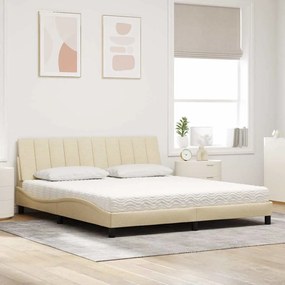 vidaXL Κρεβάτι με Στρώμα Hanko Κρεμ 180x200 εκ. Υφασμάτινο