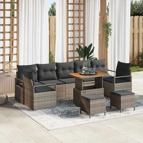 vidaXL Σετ Καναπέ Κήπου με αποθήκευση 10 pcs Γκρι Πολυ ράταν