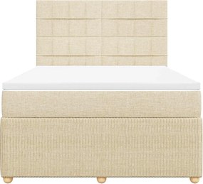 vidaXL Κρεβάτι Boxspring με Στρώμα Κρεμ 140x200 εκ. Υφασμάτινο