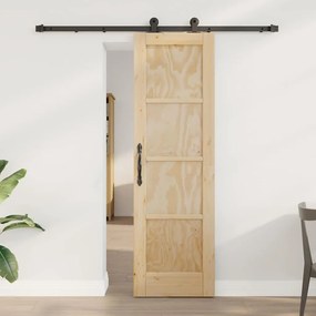 vidaXL Συρόμενη Πόρτα με Σετ Εξαρτημάτων 61x198.5 εκ Μασίφ Ξύλο Πεύκου