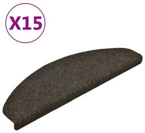 vidaXL Πατάκια Σκάλας Αυτοκόλ. 15 τεμ Ανθρακί 65x21x4 εκ Βελονιασμένο