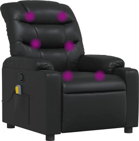 vidaXL Πολυθρόνα Μασάζ Ανακλινόμενη Μαύρη από Συνθετικό Δέρμα