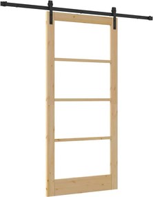 vidaXL Συρόμενη Πόρτα ORKDAL Φυσικό και Μαύρο 93 x 202 cm