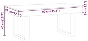 Τραπεζάκι Σαλονιού Γκρι/Μαύρο 90x45x40 εκ. από MDF/Σίδερο - Γκρι