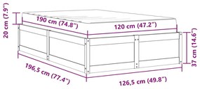 Κρεβάτι με Στρώμα Καφέ Κεριού 120x190 εκ Μασίφ Ξύλο Πεύκου - Καφέ