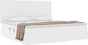 vidaXL Κρεβάτι Αποθήκης Καθαρό Λευκό 200 x 200 cm Τεχνητό Δέρμα