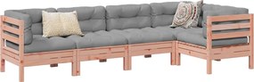 vidaXL Καναπές Κήπου Σετ 5 Τεμ. Μασίφ Ψευδοτσούγκα Ελάτης Μαξιλάρια