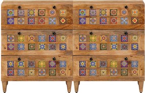 vidaXL Πλαϊνό γραφείο 2 τμχ. 60 x 33 x 75 cm Στερεό ξύλο μάνγκο Φυσικό