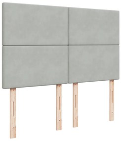 vidaXL Κρεβάτι Boxspring με Στρώμα Ανοιχτό Γκρι 140x190 εκ. Βελούδινο