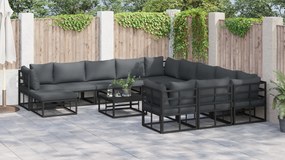 vidaXL Σετ Καναπέ Κήπου 12 pcs Μαύρο 71.5 x 71.5 x 71 εκ Αλουμίνιο