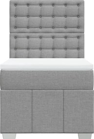 vidaXL Κρεβάτι Boxspring με Στρώμα Ανοιχτό Γκρι 80x200 εκ. Υφασμάτινο