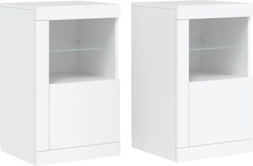 vidaXL Ντουλάπια Βοηθητικά με Φώτα LED 2 τεμ. Λευκά από Επεξεργ. Ξύλο