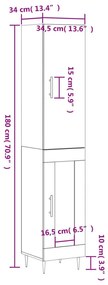 Ντουλάπι Γκρι Σκυροδέματος 34,5x34x180 εκ. Επεξεργασμένο Ξύλο - Γκρι