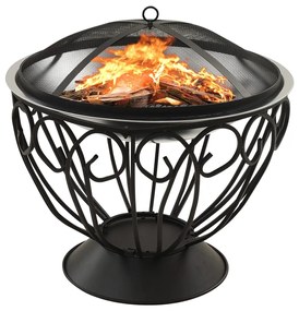 vidaXL 313360  2-in-1 Fire Pit and BBQ with Poker 59x59x60 cm Stainless Steel