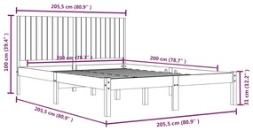 vidaXL Σκελετός Κρεβ. Χωρίς Στρώμα Λευκό 200x200 εκ Μασίφ Πεύκο