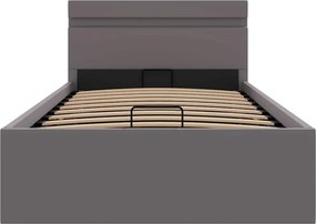vidaXL Πλαίσιο Κρεβατιού Αποθ. Χώρο/LED Γκρι 100x200 εκ. Δερματίνη