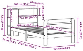 Σκελετός Κρεβατιού Χωρίς Στρώμα 100x200 εκ. Μασίφ Πεύκο - Καφέ