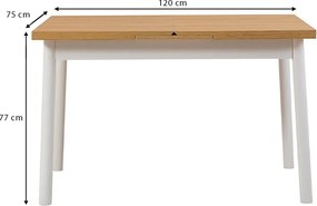 Τραπέζι Jemmy Megapap επεκτεινόμενο χρώμα φυσικό - λευκό 120/153x75x77εκ.