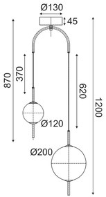 ΚΡΕΜΑΣΤΟ ΦΩΤΙΣΤΙΚΟ LED 11W 3000K 1150LM AMELIA ΜΑΥΡΟ ΜΕΤ/ΚΟ+ΛΕΥΚΟ ΓΥΑΛΙ D37XH120CM - 1.5W - 20W - TNK323LED11P