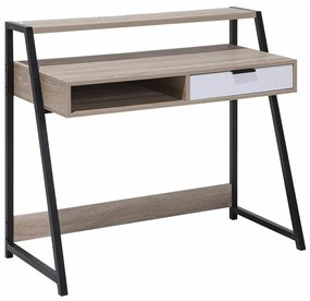 Τραπέζι γραφείου Berwyn 143, Με συρτάρια, 76x100x50cm, 24 kg, Άσπρο, Ανοιχτό χρώμα ξύλου, Μαύρο | Epipla1.gr