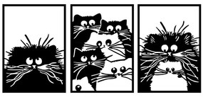 Διακοσμητικό Τοίχου Cats (Σετ 3Τμχ) 899SKL2543 50x70cm Black Wallity Metal