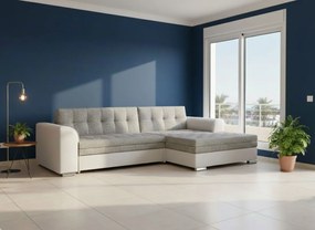 Γωνιακός καναπές Comfort-Δεξιά-Λευκό - γκρι