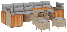 vidaXL Σετ Καναπέ Κήπου 10 pcs μπεζ και ανοιχτό γκρι 90 x 55 x 71 cm