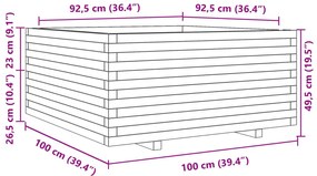 Ζαρντινιέρα Καφέ Κεριού 100x100x49,5 εκ. από Μασίφ Ξύλο Πεύκου - Καφέ