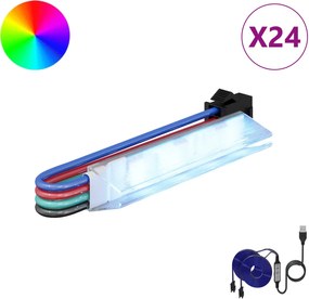 vidaXL Λωρίδα LED 12 pcs Μαύρο και Πολύχρωμο 1745 χιλιοστά