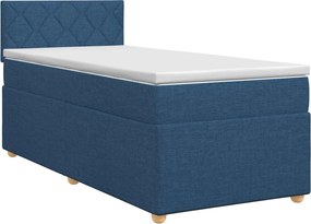 vidaXL Κρεβάτι box spring με στρώμα Μπλε 90 x 190 cm Ύφασμα