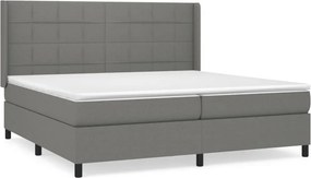 vidaXL Κρεβάτι Boxspring με Στρώμα Σκούρο Γκρι 200x200 εκ. Υφασμάτινο