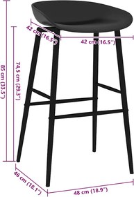 vidaXL Καρέκλες Μπαρ 2 τεμ. Μαύρες