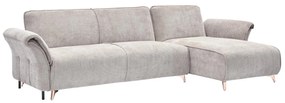 CORNER REVERSIBLE SOFA-BED MAILO  BEIGE FABRIC-METAL LEGS 300x150x80Hcm.