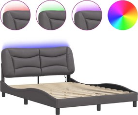vidaXL Πλαίσιο κρεβατιού με LED χωρίς στρώμα Hvar Γκρι 140x200 εκ.