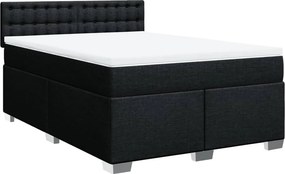 vidaXL Κρεβάτι Boxspring με Στρώμα Μαύρο 140x200 εκ. Υφασμάτινο