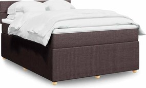 vidaXL Κρεβάτι Boxspring με Στρώμα Σκούρο Καφέ 140x190 εκ. Υφασμάτινο