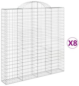 vidaXL Συρματοκιβώτια Τοξωτά 8 τεμ. 200x30x200/220 εκ. Γαλβαν. Ατσάλι