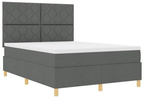 vidaXL Box Spring Bed με Στρώμα Σκούρο Γκρι 160x200 εκ. Ύφασμα