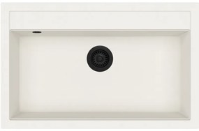 Helika Quadro SQQ 103 Ένθετος Γρανιτένιος Νεροχύτης με Μαύρη Βαλβίδα Μ79.5xΠ50.5cm Λευκό