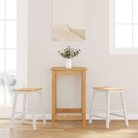 vidaXL Καρέκλες μπαρ 2 τεμάχια Λευκό μασίφ ξύλο καουτσούκ