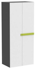 Ντουλάπα Bristol A111, Πράσινο, Άσπρο, Γραφίτης, 188x81x52cm, Πόρτες ντουλάπας: Με μεντεσέδες