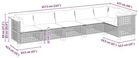 vidaXL Σετ Καναπέ Κήπου 6 τεμ. Μπεζ Συνθετικό Ρατάν με Μαξιλάρια