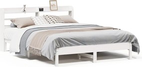 vidaXL Σκελετός Κρεβ. Χωρίς Στρώμα Λευκό 135x190 εκ Μασίφ Πεύκο