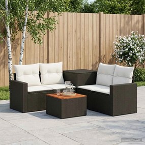 vidaXL Σετ Καναπέ 6 τμχ. Μαύρο και Κρεμ Λευκό 55 x 55 x 37 εκ