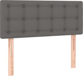 vidaXL Κρεβάτι Boxspring με Στρώμα Γκρι 120x200εκ. από Συνθετικό Δέρμα