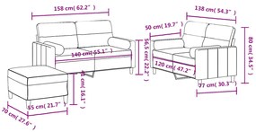 ΣΕΤ ΣΑΛΟΝΙΟΥ 3 ΤΕΜΑΧΙΩΝ TAUPE ΑΠΟ ΎΦΑΣΜΑ 3201599