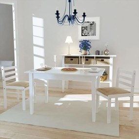 vidaXL Καρέκλες Τραπεζαρίας 2 τεμ. Λευκές Καουτσουκόδεντρο/Βελούδο