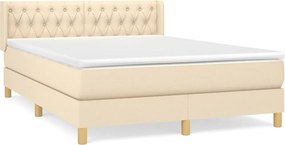 vidaXL Κρεβάτι Boxspring με Στρώμα Κρεμ 140x200 εκ. Υφασμάτινο